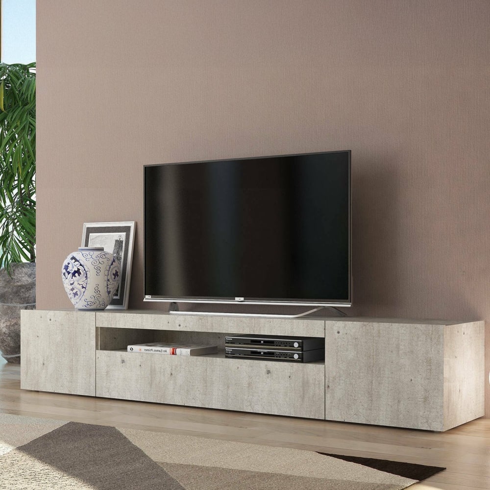 Meuble TV effet bois ciment 200x40 cm - Maisons du Monde
