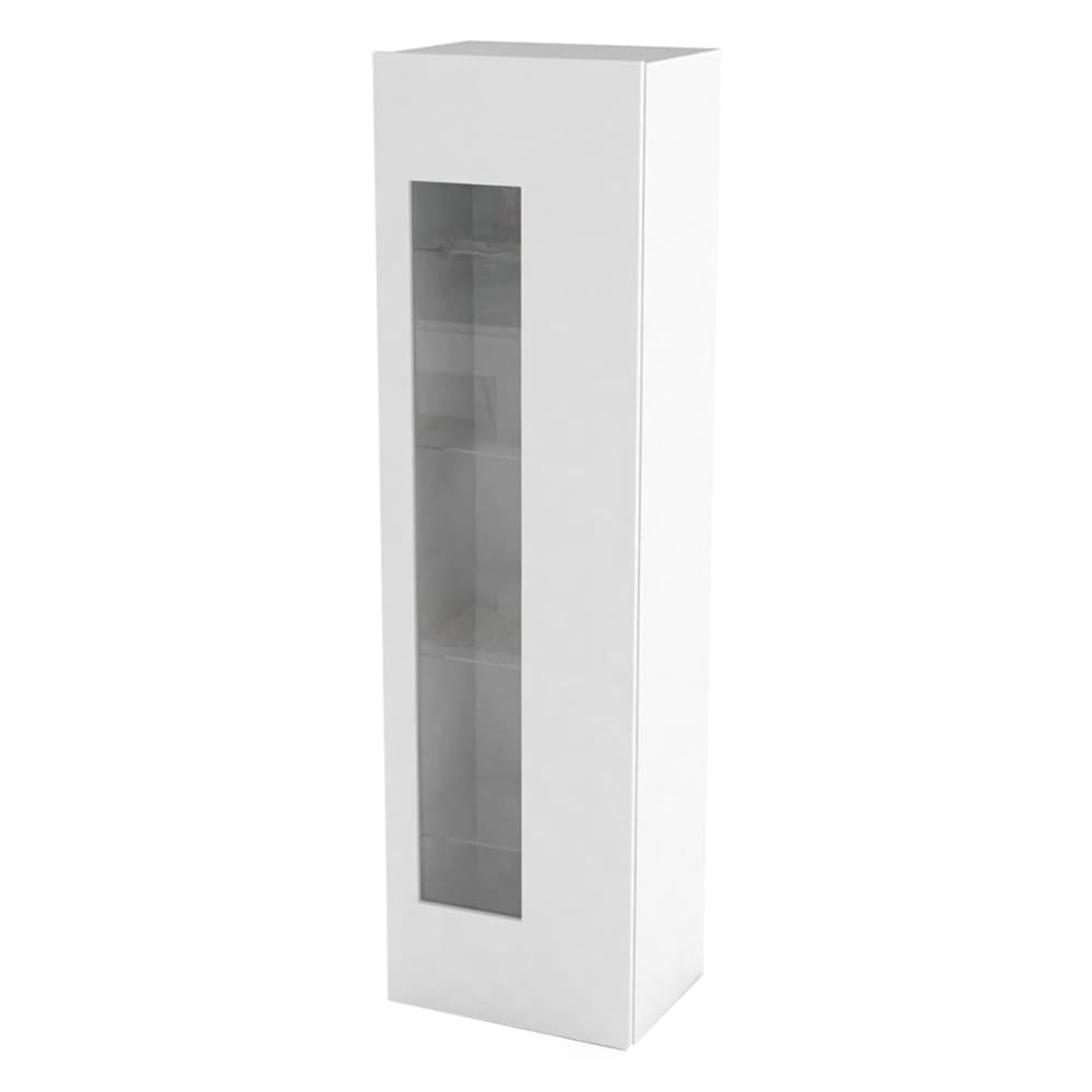 Dmora Vitrine in Holzoptik, glänzend weiß, 45 x 34 x 162 cm style modern - Holz