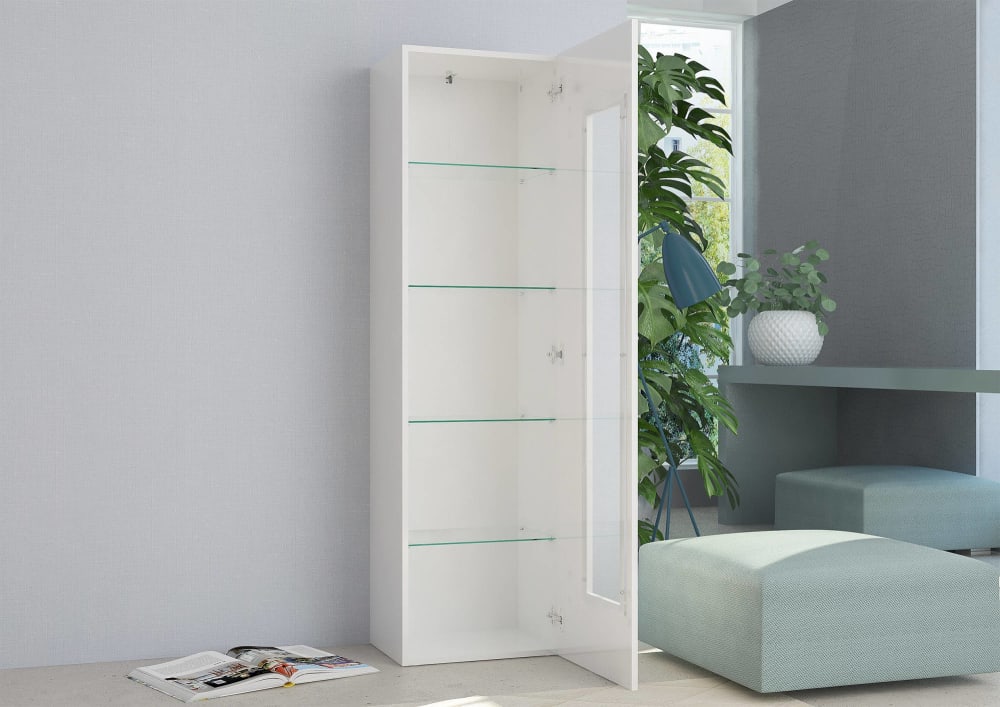 Vitrine effet bois blanc brillant 45x34 cm