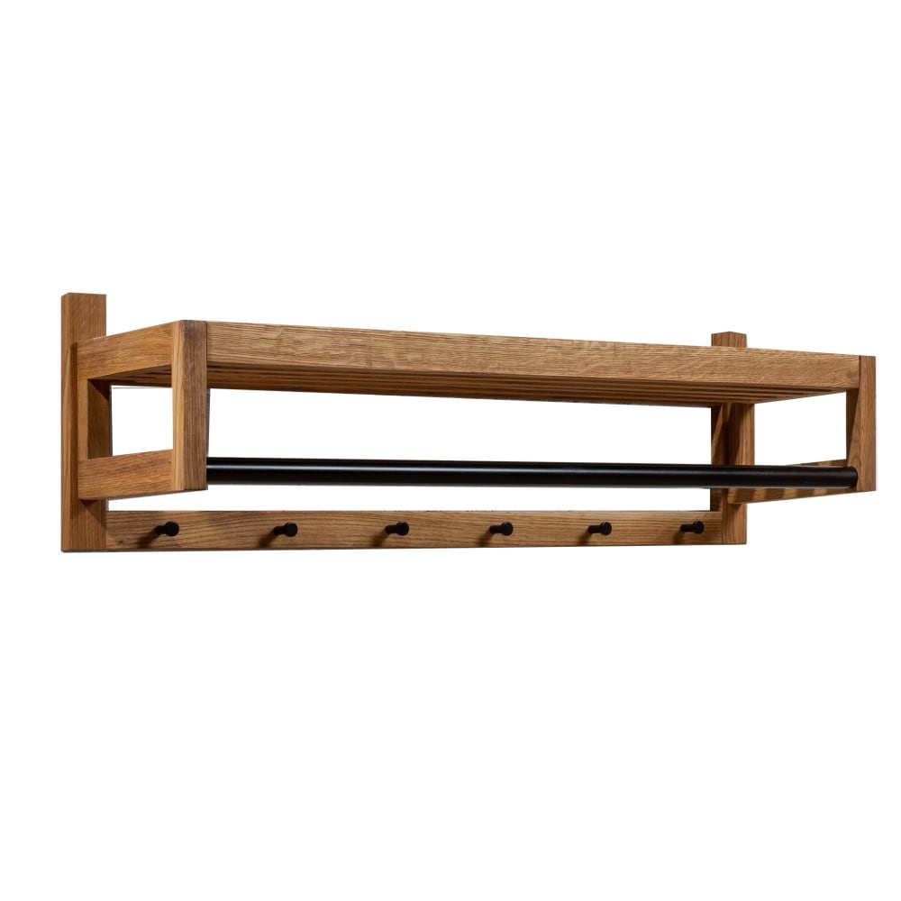 Portemanteaux mural avec 6 crochets en chêne massif huilé