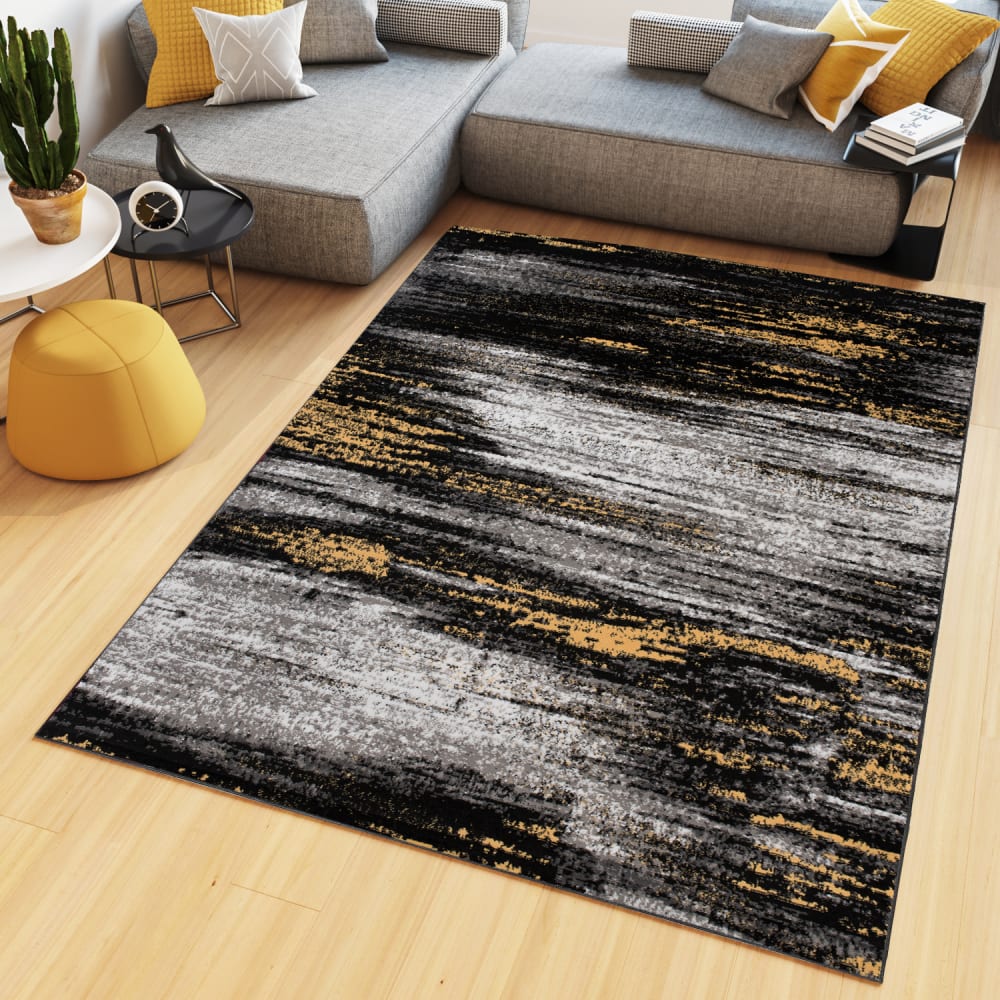 Alfombra de salón amarillo gris negro 160 x 220 cm - Maisons du Monde