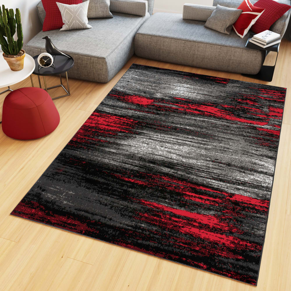 Alfombra de salón rojo gris negro 160 x 230 cm - Maisons du Monde