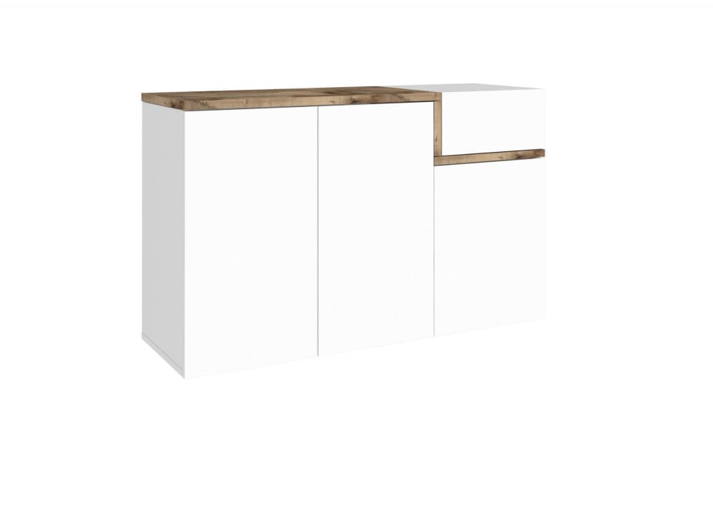 Meuble à chaussures effet bois blanc brillant, beige 120x40 cm