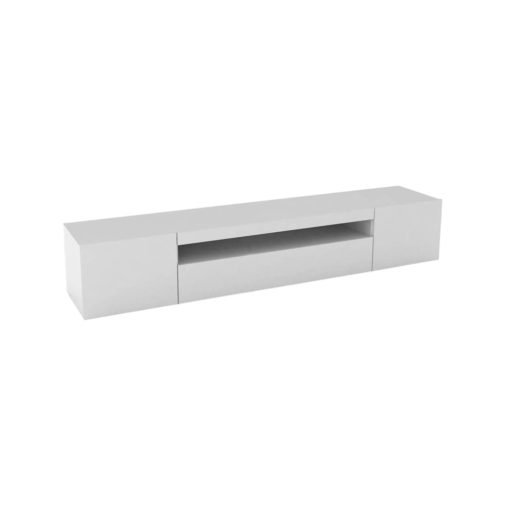 Meuble TV effet bois blanc brillant 200x40 cm