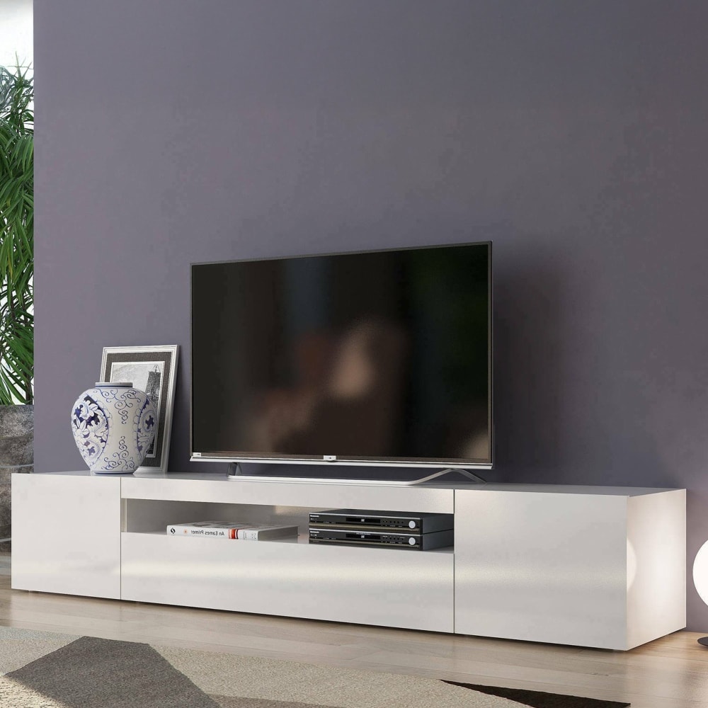 Dmora mobile porta tv 40x200x37h cm bianco lucido apertura