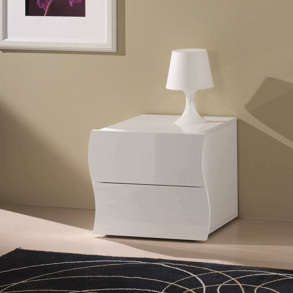 Dmora comodino 40x50x41.3h cm bianco lucido 2 cassetti apertura