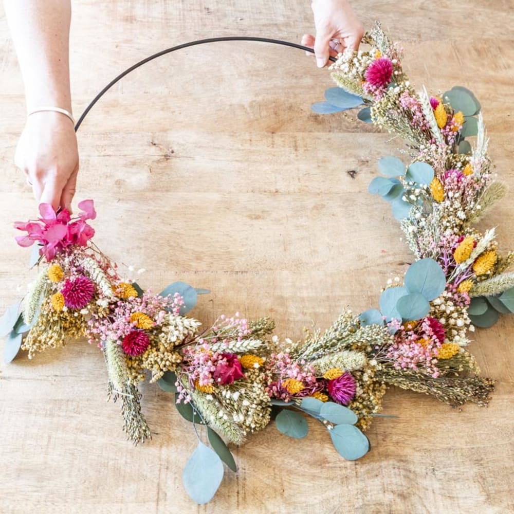 Couronne murale de fleurs séchées Hermione Diamètre 50cm