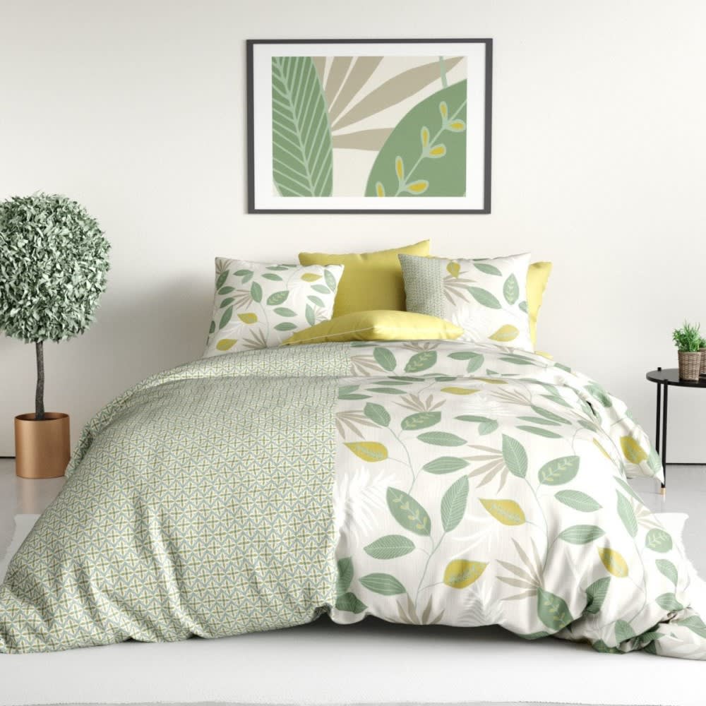 Parure de couette 100% coton 57 fils imprimée 260x240cm 2 taies