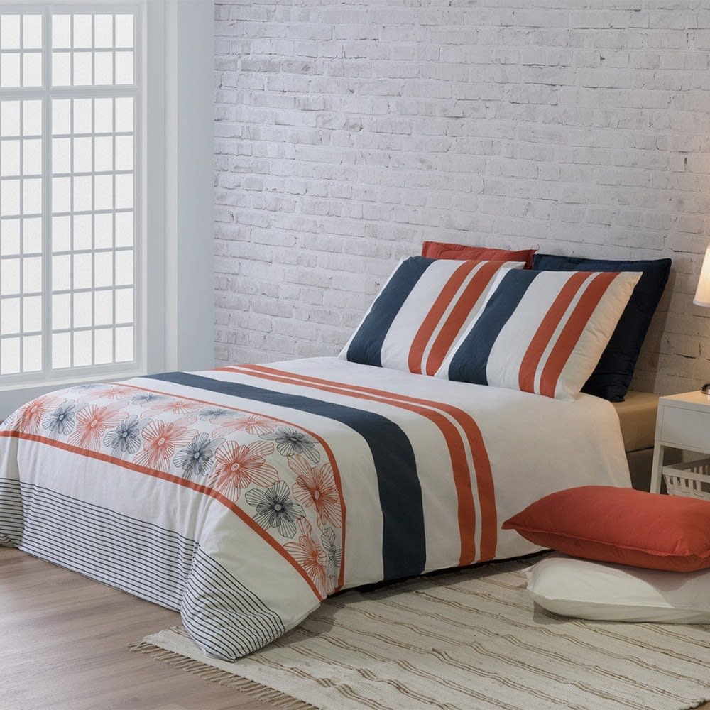 Parure de couette 100% coton 57 fils imprimée 240x220cm 2 taies - Maisons du Monde