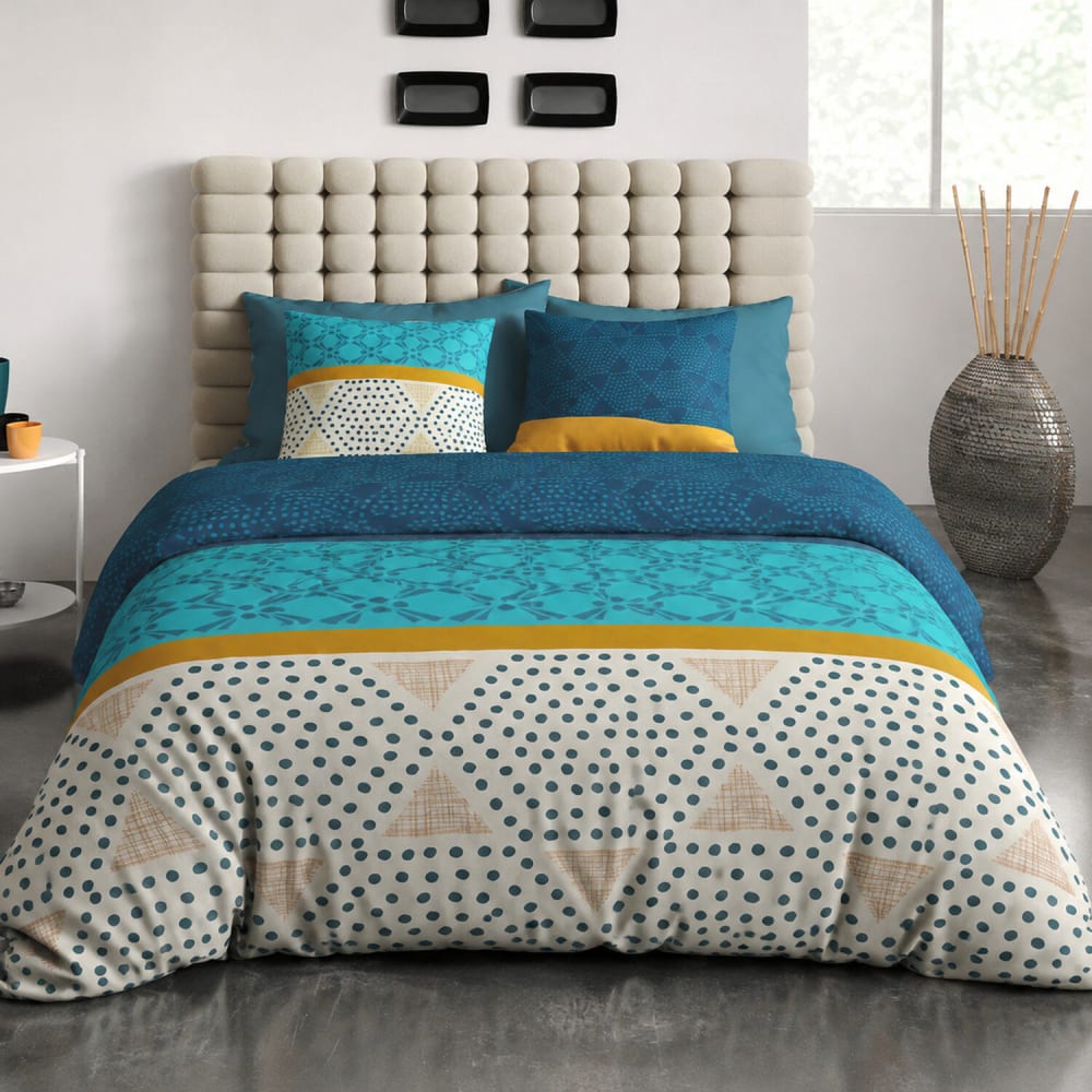 Parure de couette 100% coton 57 fils imprimée 240x220cm 2 taies