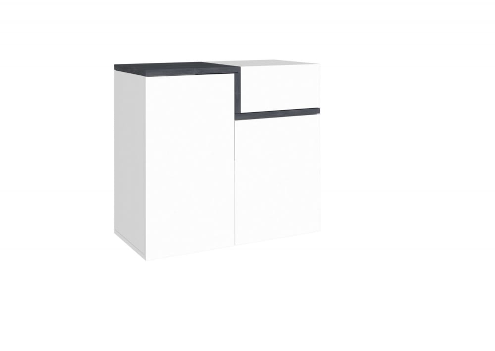 Meuble à chaussures effet bois blanc brillant, ardoise 80x40 cm