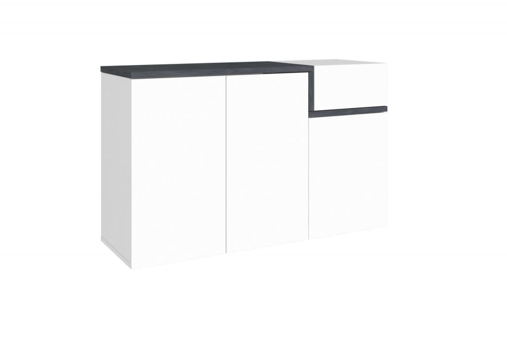 Meuble à chaussures effet bois blanc brillant, ardoise 120x40 cm