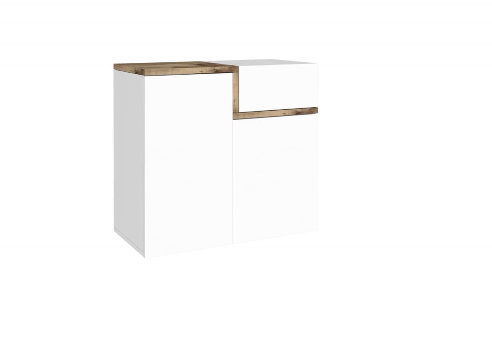 Meuble à chaussures effet bois blanc brillant, beige 80x40 cm