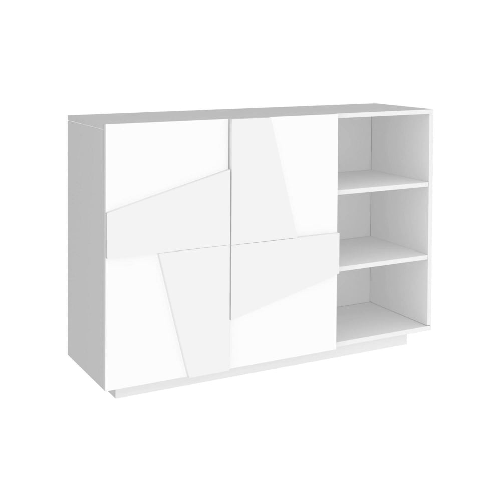 Buffet effet bois blanc brillant 121x38 cm