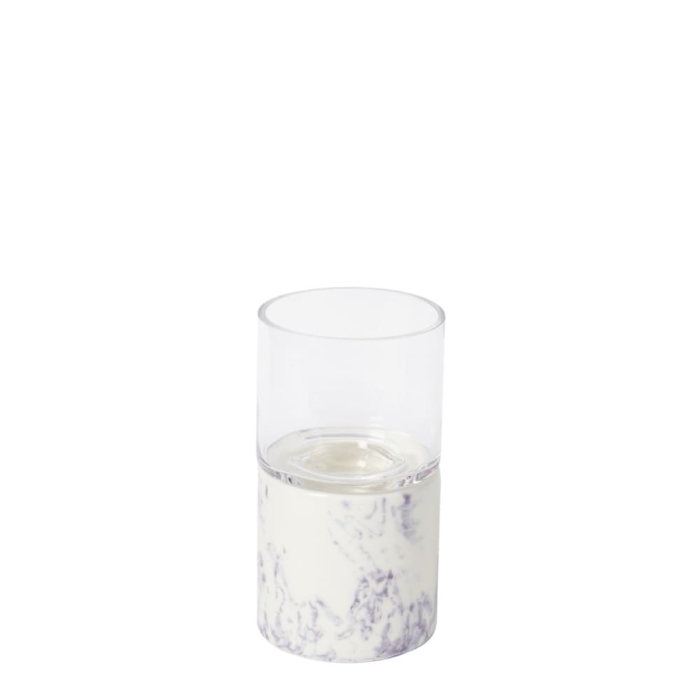 Sia Deco Dekoratives Windlicht aus Steinzeug H18, Weiß und Violett style modern Weiß Glas