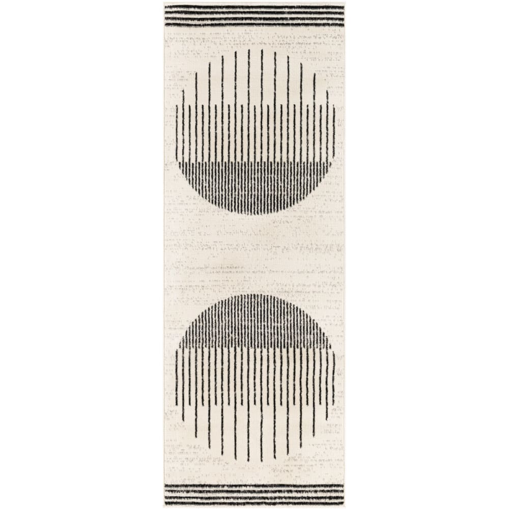 Tapis de Couloir Scandinave Moderne Blanc/Noir 80x220
