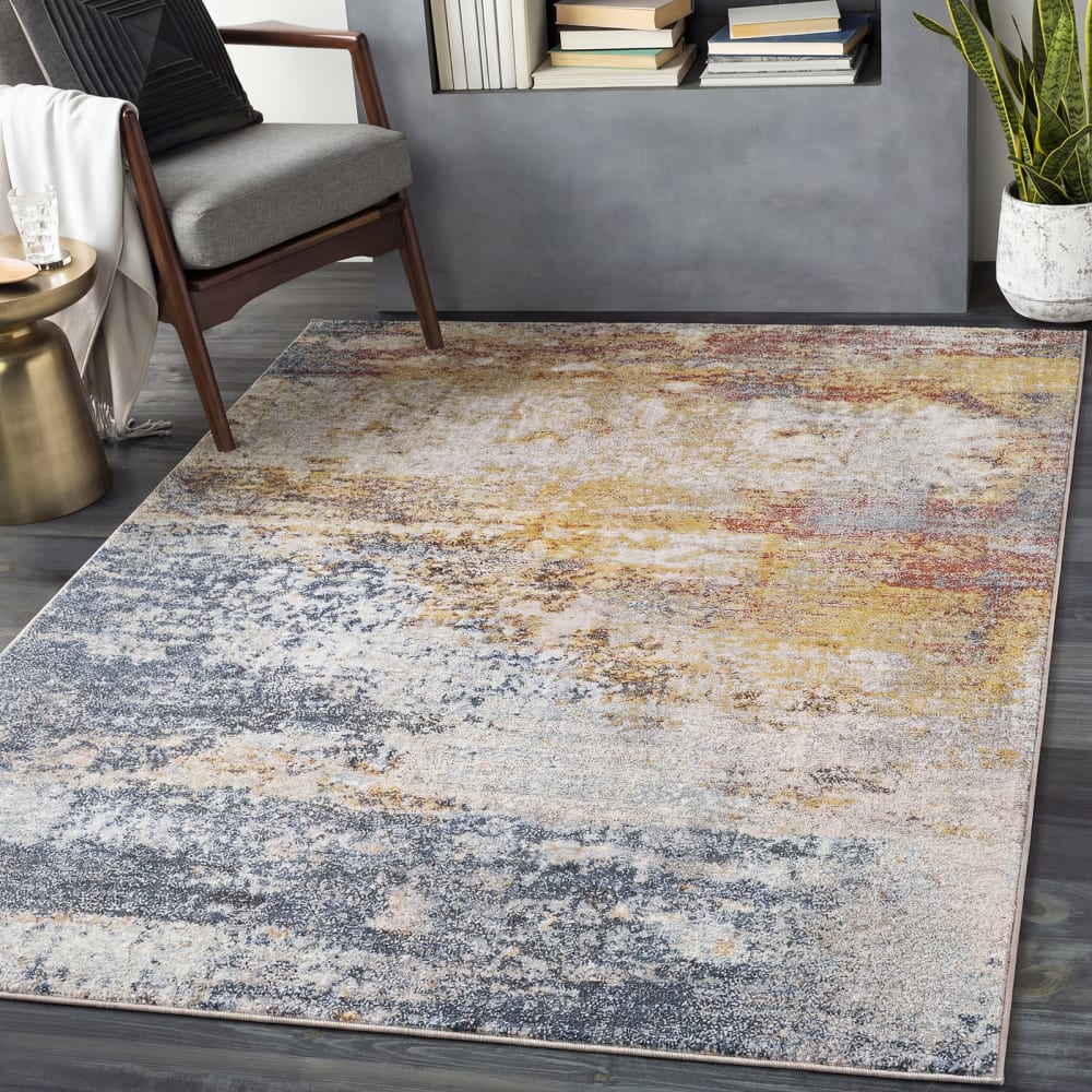 Tapis abstrait moderne multicolore/orange 160x213 — vue 3
