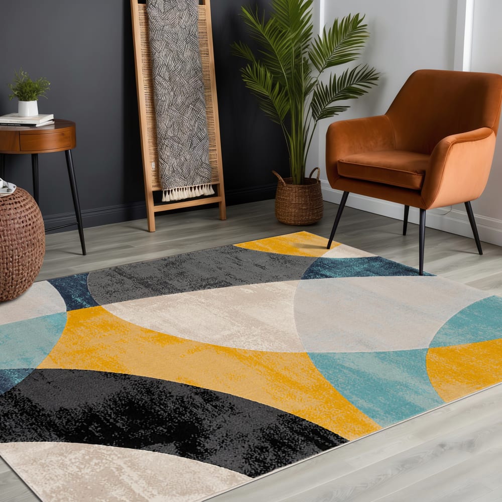 Tapis scandinave moderne multicolore/bleu 160x220 — vue 3