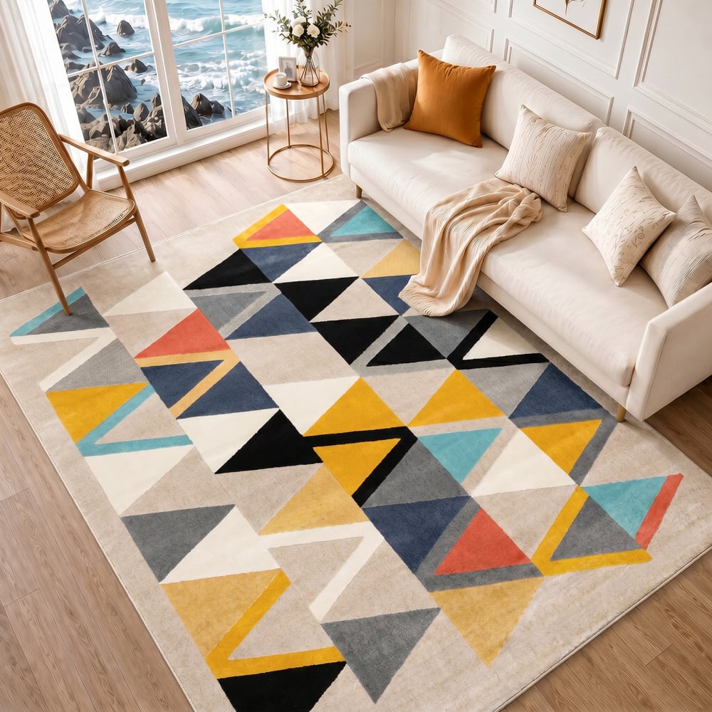 Tapis scandinave moderne multicolore/beige 160x220 — vue 3