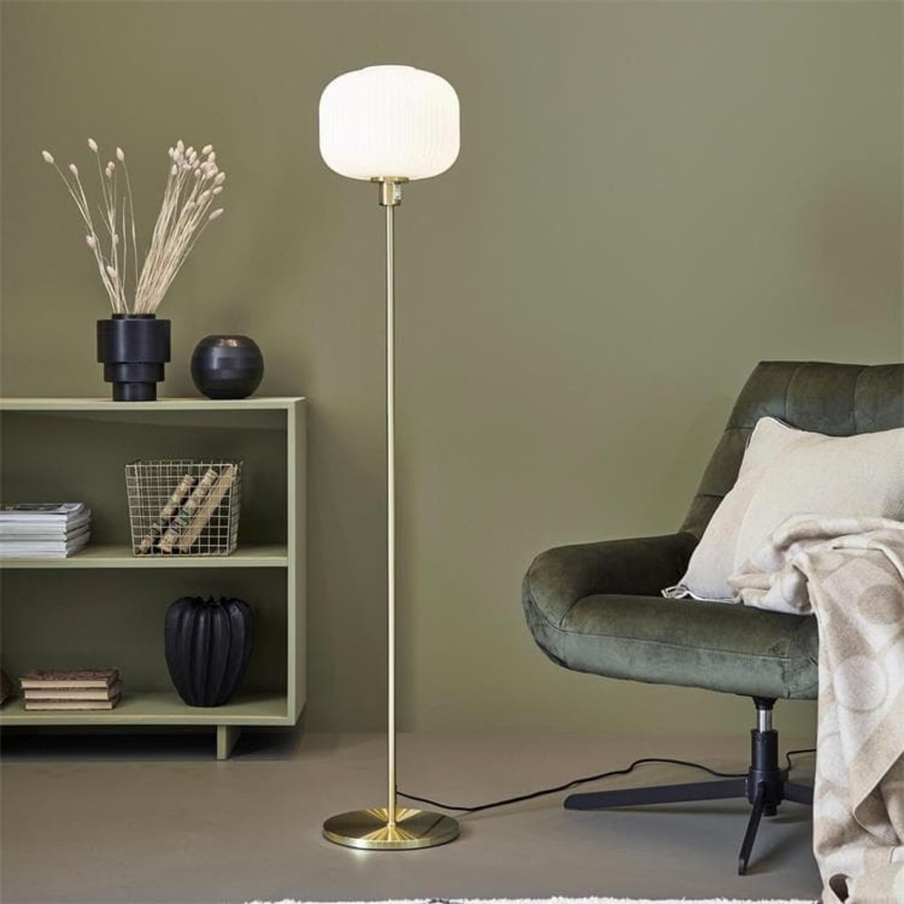 Lampadaire métal verre h140cm laiton - Maisons du Monde