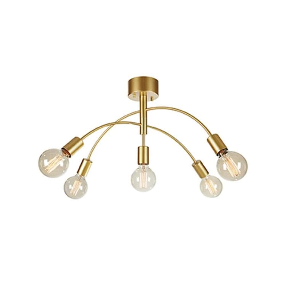 Plafonnier 5lumières métal l72cm doré