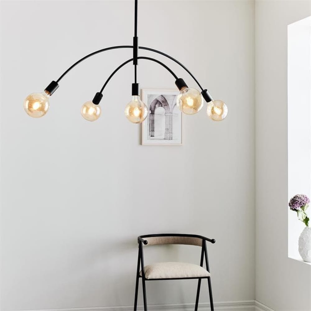 Suspension 5lumières métal l117cm noir — vue 3