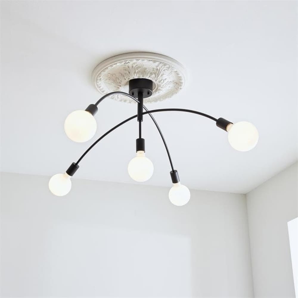 Plafonnier 5lumières métal l117cm noir - Maisons du Monde