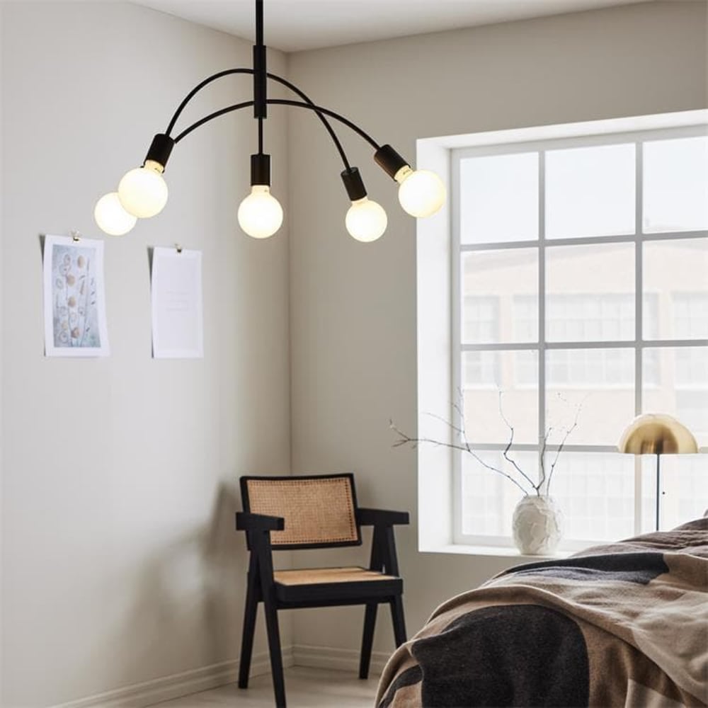 Suspension 5lumières métal l72cm noir — vue 3