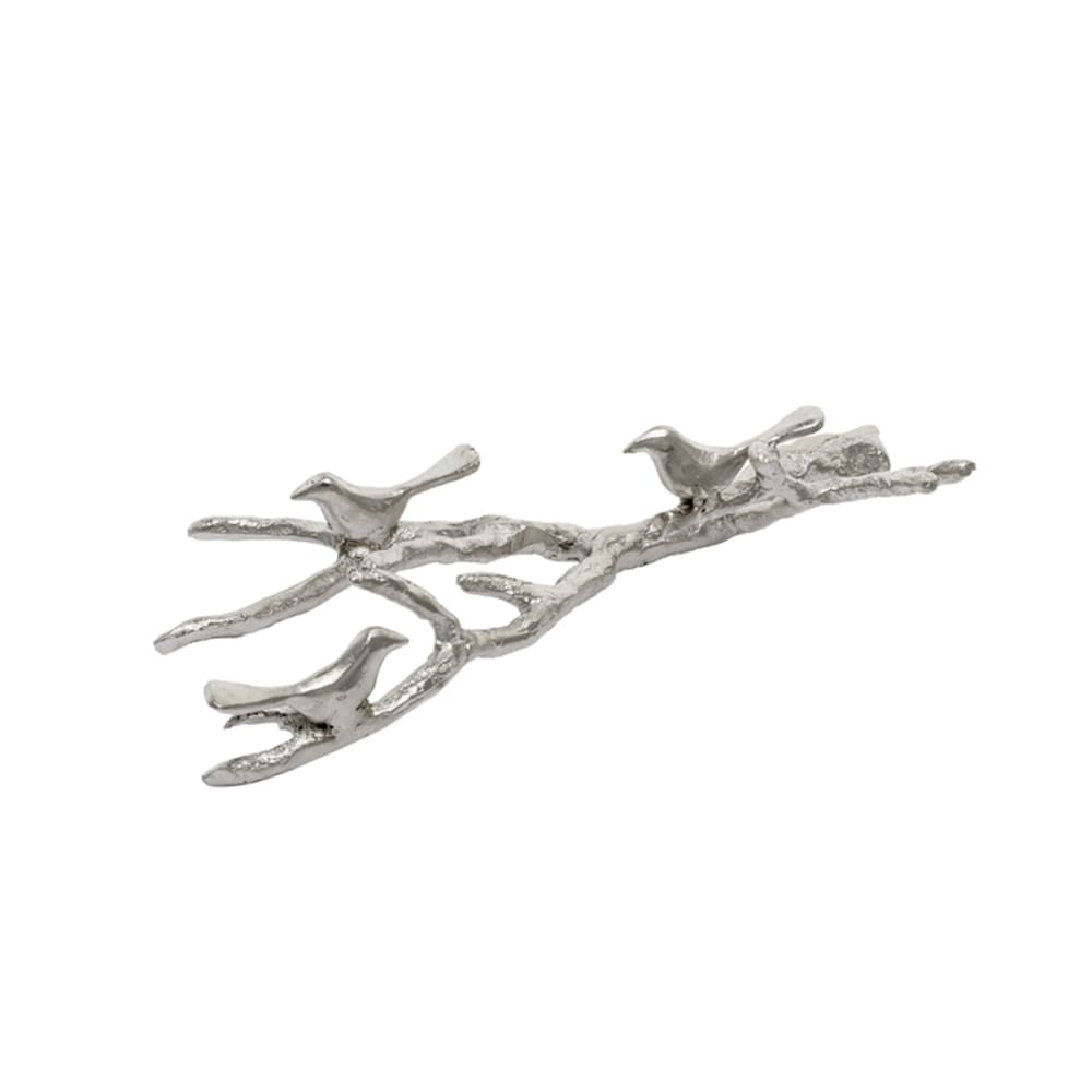 Statue oiseaux en aluminium argentée L26