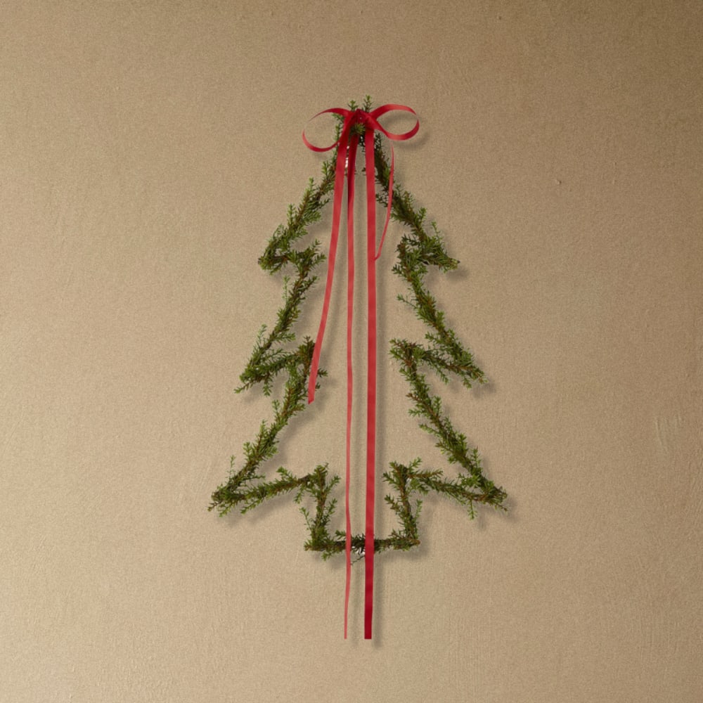 Colgante decorativo de árbol de navidad en hierro verde y rojo h50
