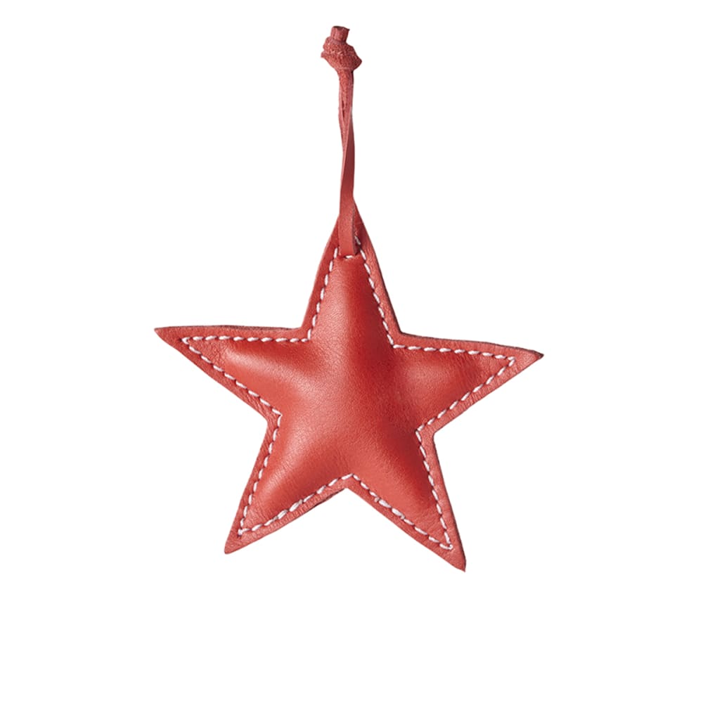 Suspension décorative de noël étoile en cuir rouge H10