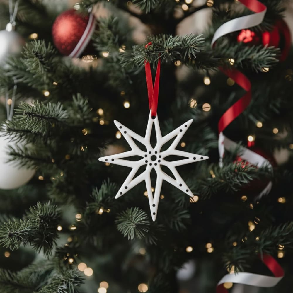 Suspension de noël décorative en grès blanc et noir H13 - Maisons du Monde