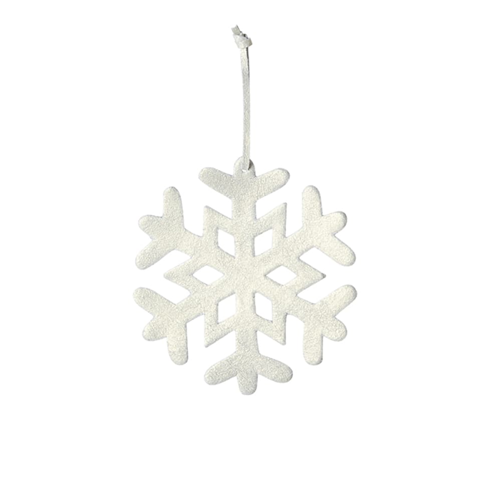 Colgante de navidad decorativo copo de nieve en cuero blanco h13