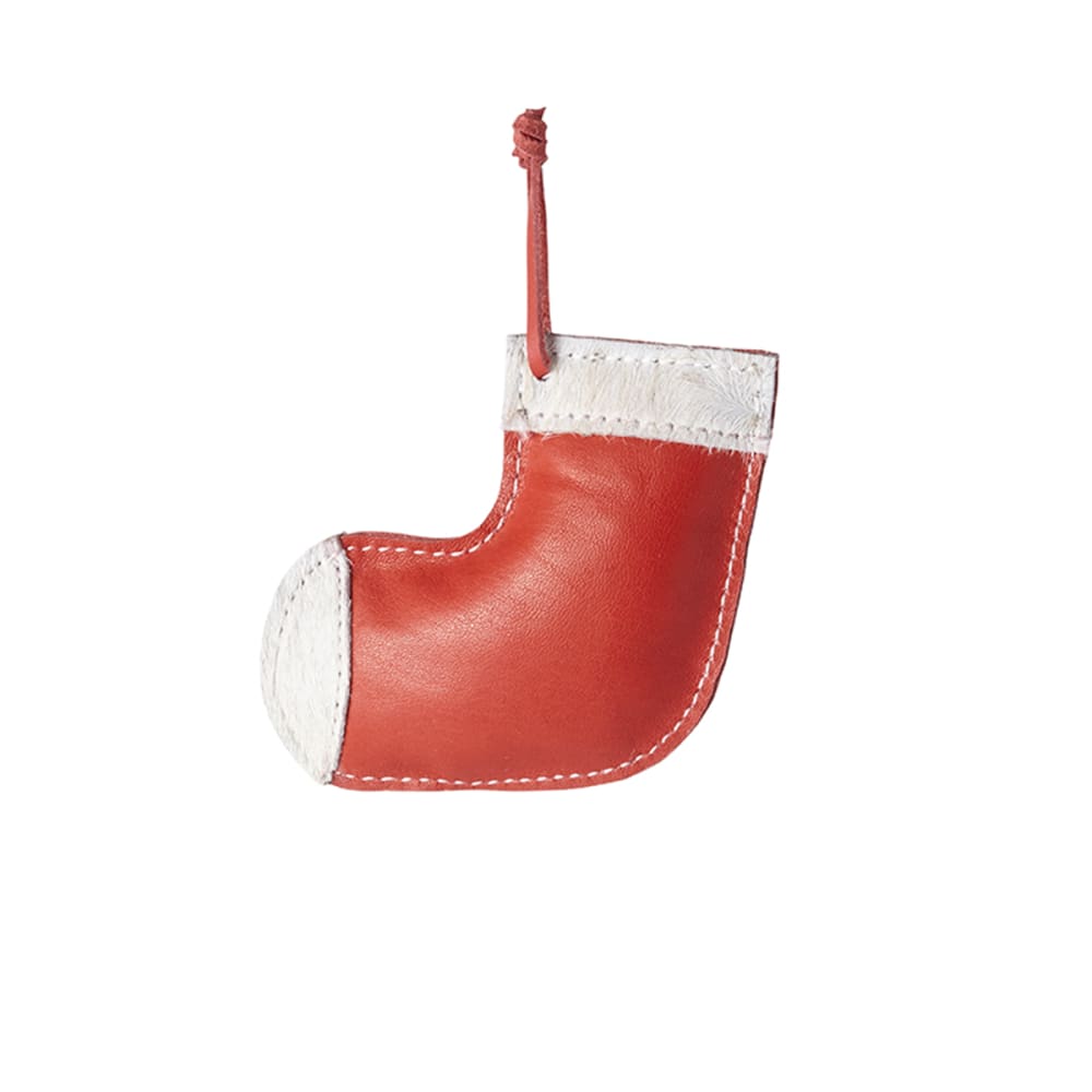 Suspension de noël décorative bottine en cuir rouge et blanc H13