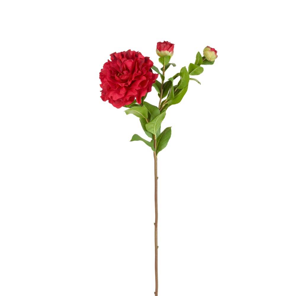 tallo de camelia artificial roja h72
