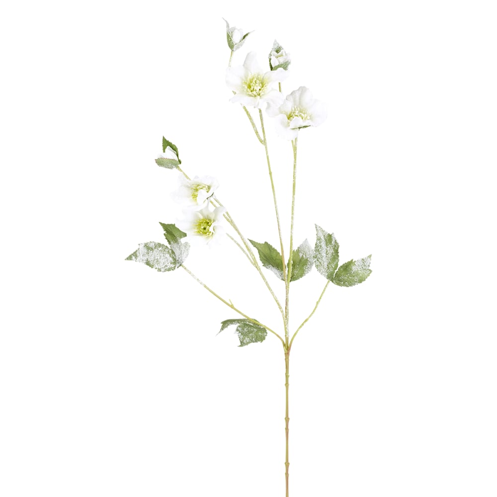 Stelo di helleborus niger smerigliato artificiale bianco h75 - Modello Contemporaneo - Bianco - PVC - Cloruro di polivinile