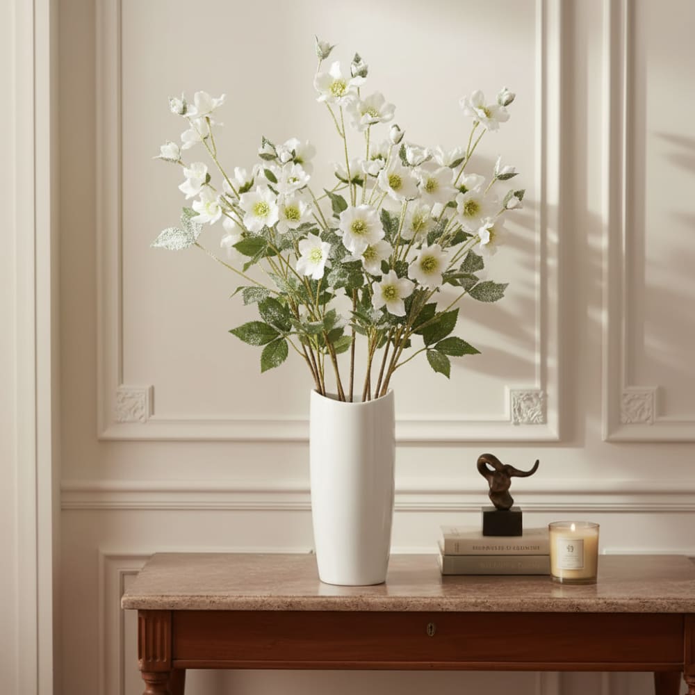 Stelo di helleborus niger smerigliato artificiale bianco h75 -