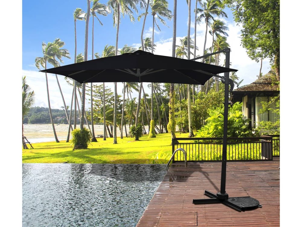 Parasol jardin en aluminium noir 250 x 250 x 236 cm