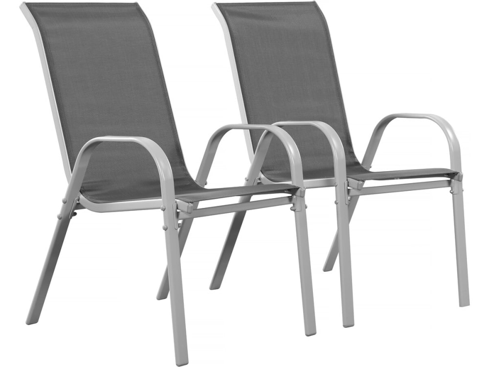 Lot de 2 fauteuils de jardin métal gris 53 x 75 x 92 cm