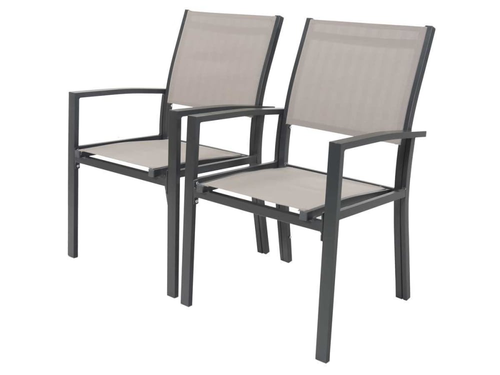Lot de 2 fauteuils de jardin aluminium taupe 57 x 62 x 90 cm