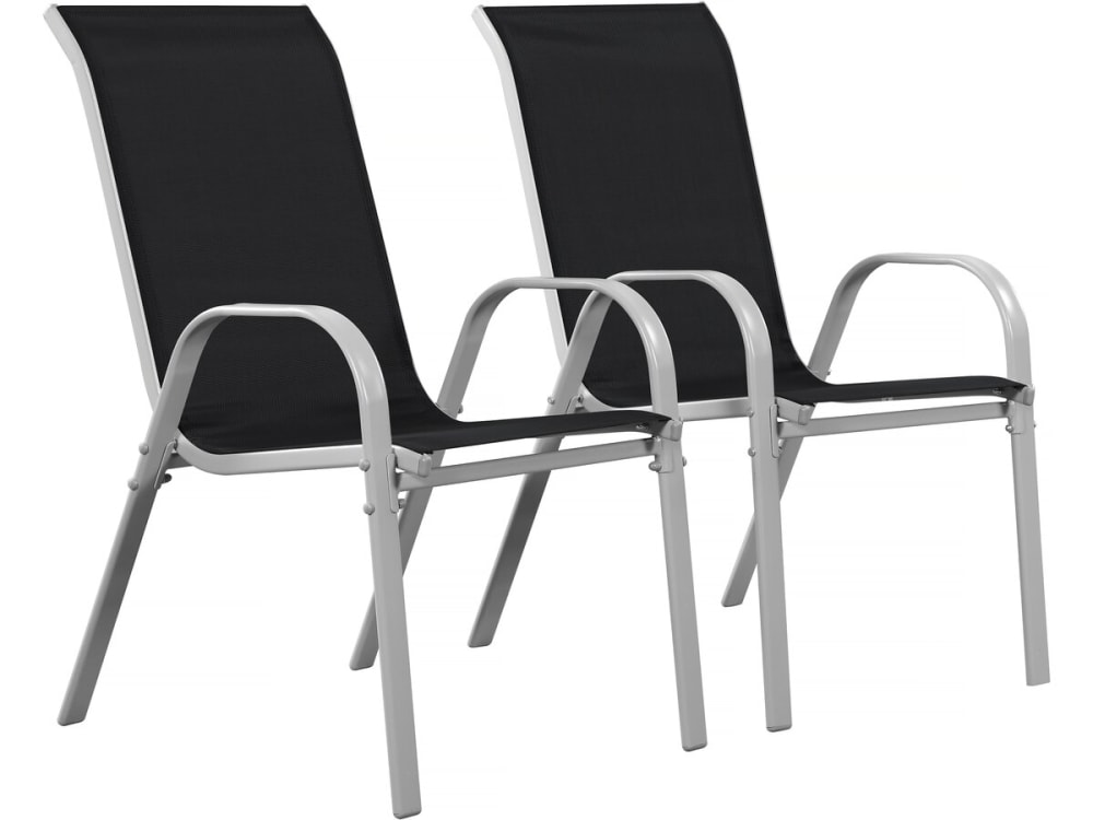 Lot de 2 fauteuils de jardin métal noir 53 x 75 x 92 cm