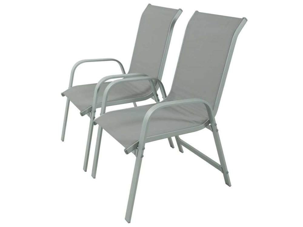 Lot de 2 fauteuils de jardin aluminium gris clair 75 x 55 x 99 cm