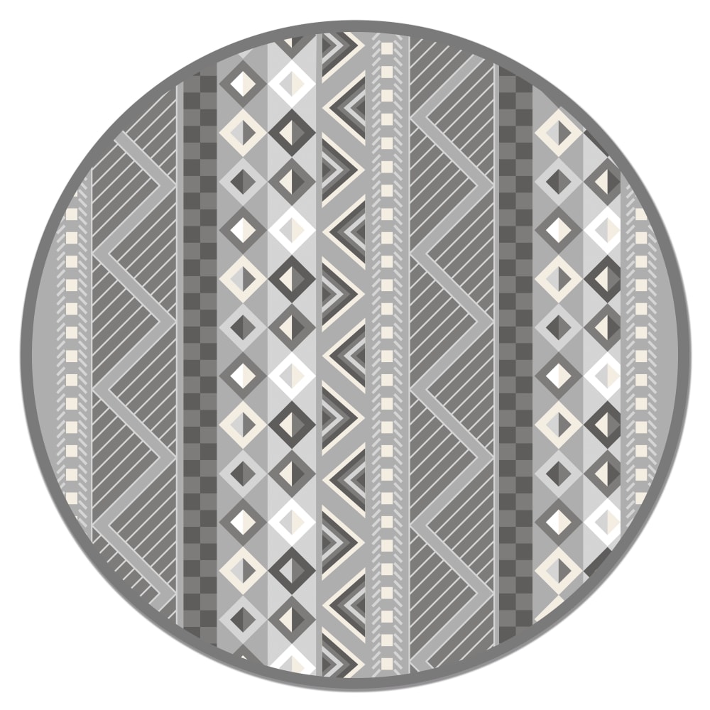 Alfombra vinílica redonda azteca gris 150x150 cm