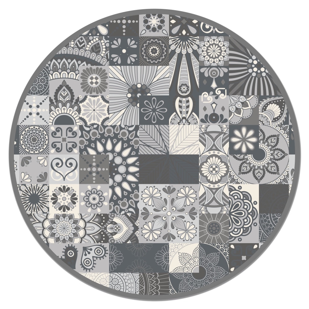 Alfombra vinílica redonda hidráulica gris 190x190 cm