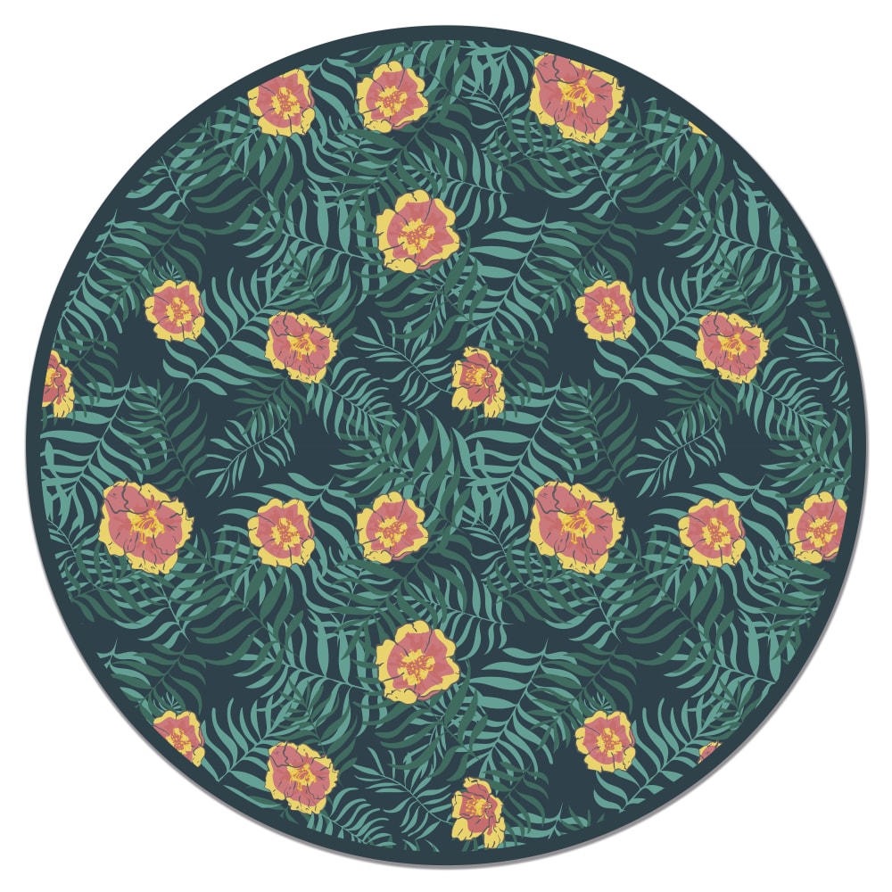 Alfombra vinílica redonda plantas 100x100 cm