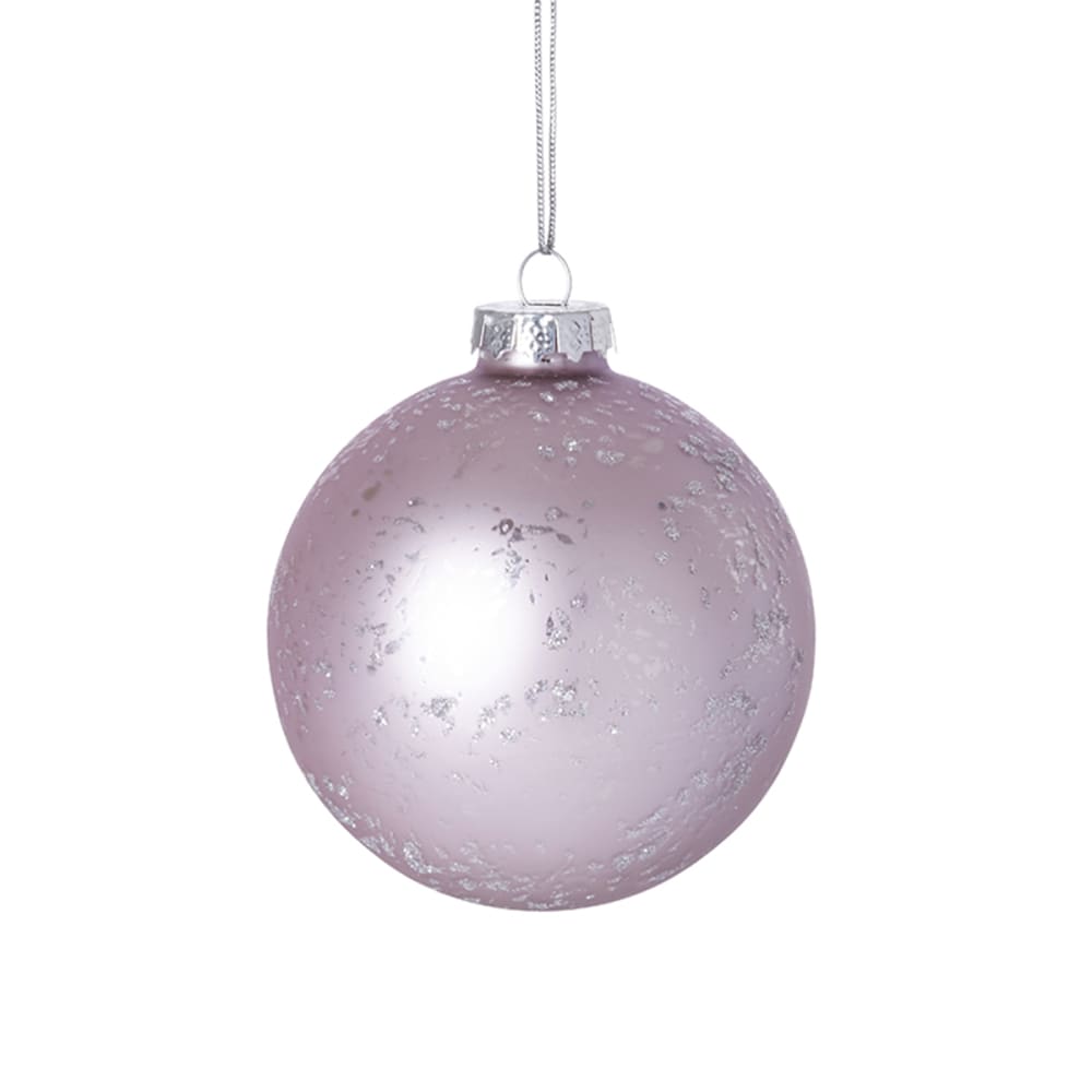 Bola de navidad con purpurina y mate en vidrio rosa pálido d8