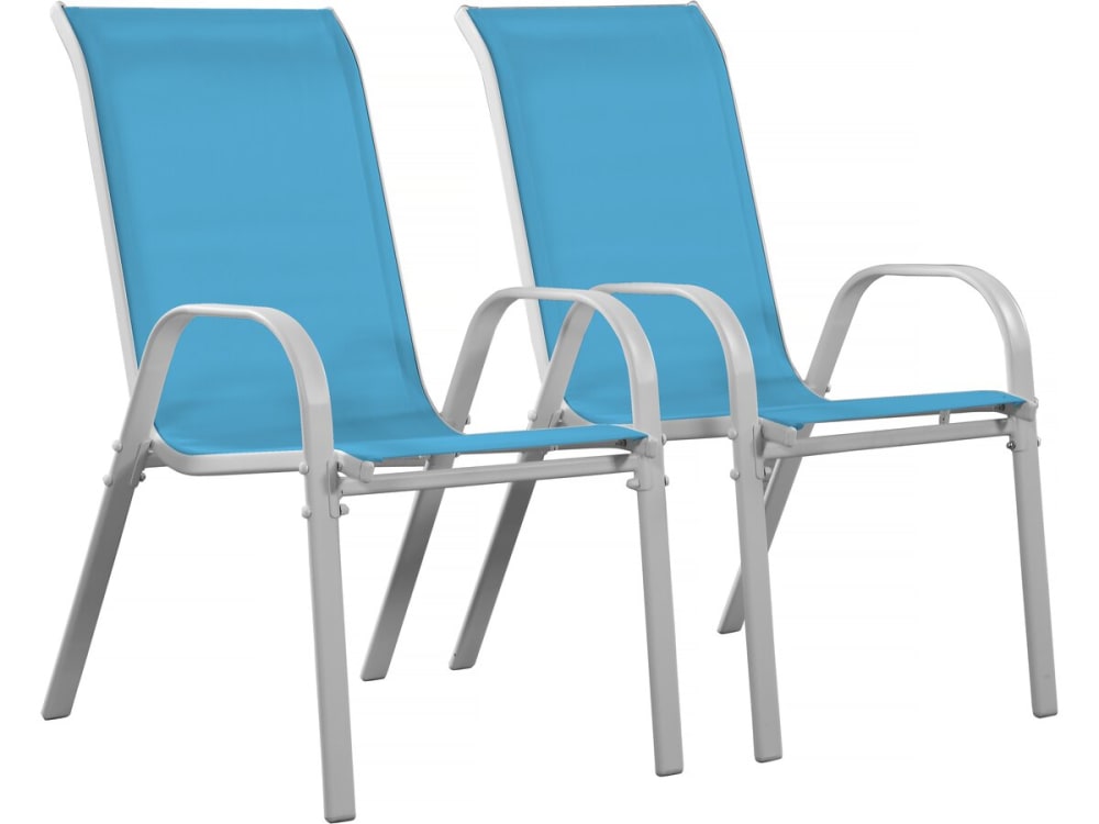 Lot de 2 fauteuils de jardin métal bleu 53 x 75 x 92 cm
