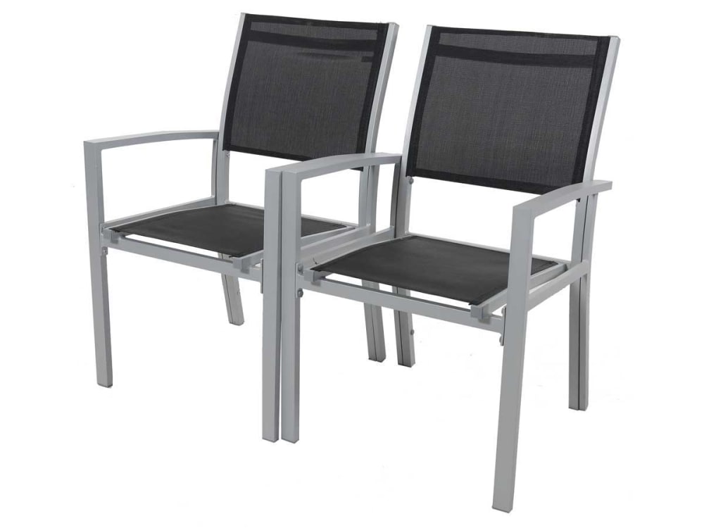 Lot de 2 fauteuils de jardin noir 57 x 62 x 90 cm