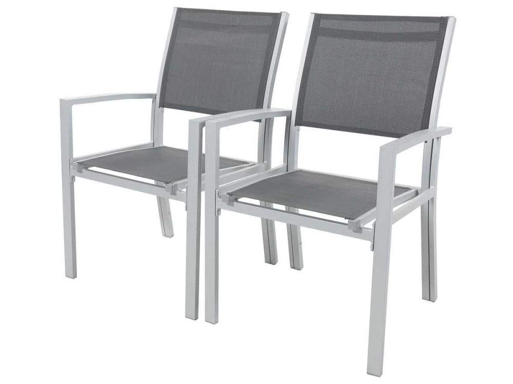 Lot de 2 fauteuils de jardin aluminium gris foncé 57 x 62 x 90 cm
