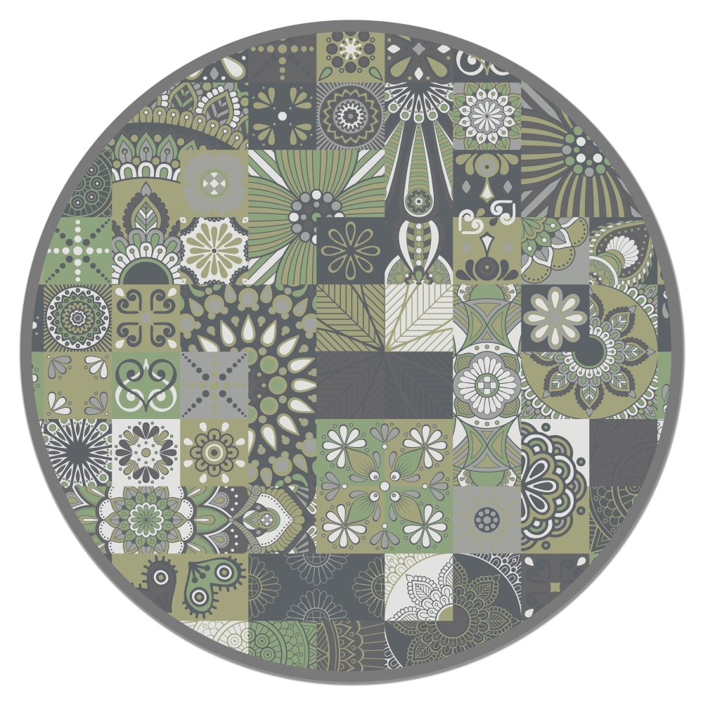Alfombra vinílica redonda hidráulica verde 100x100 cm